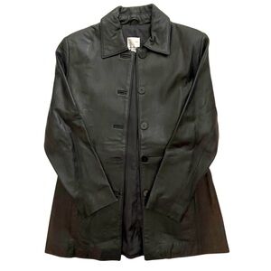 Anonymous Y2K Black Leather Buttery-Soft Button Front Womens Jacket Petite S